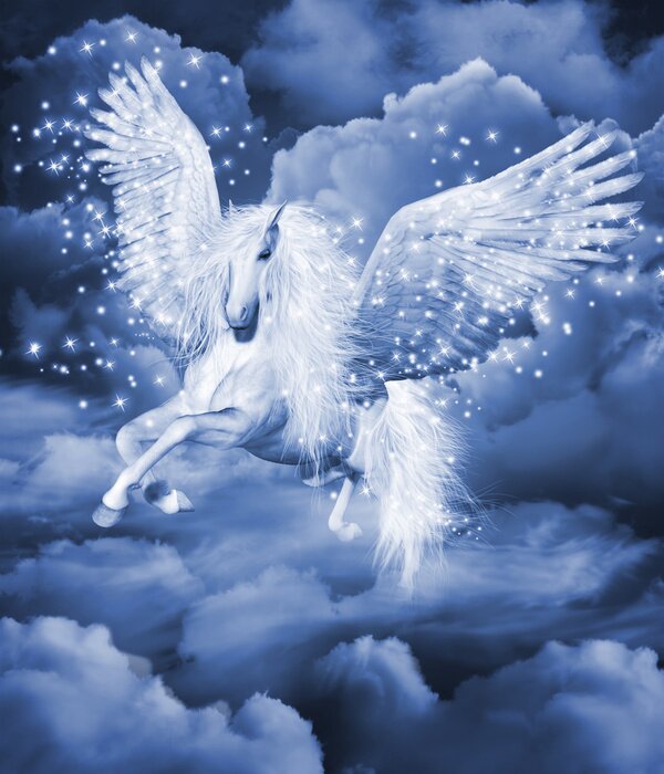 Poster Fantasy-Malerei mit Pegasus