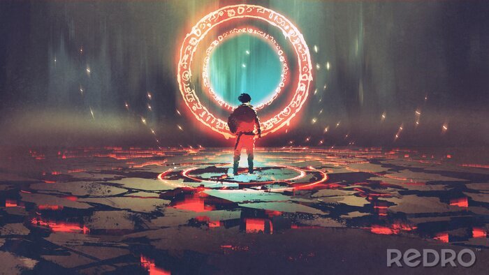 Poster Fantasy rote Kreise