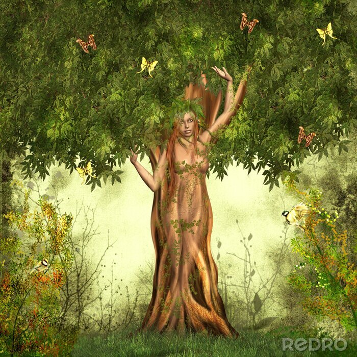Poster Fantasy und Frau im Baum