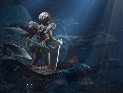 Poster Fantasyvolle Unterwasserwelt