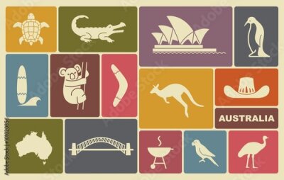 Poster Farbenfrohe Symbole Australiens