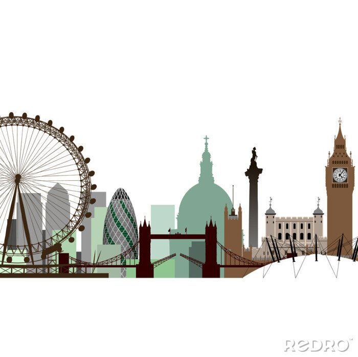 Poster Farbenfrohe Symbole von London