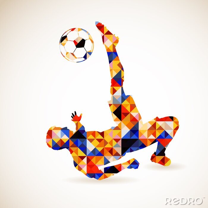 Poster farbenfroher Fußballer in abstraktem Stil