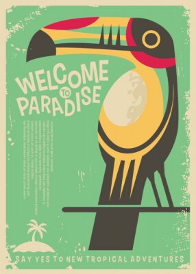 Poster Farbiger Tukan - Willkommen im Paradies