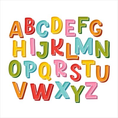 Poster Farbiges Alphabet auf hellem Hintergrund