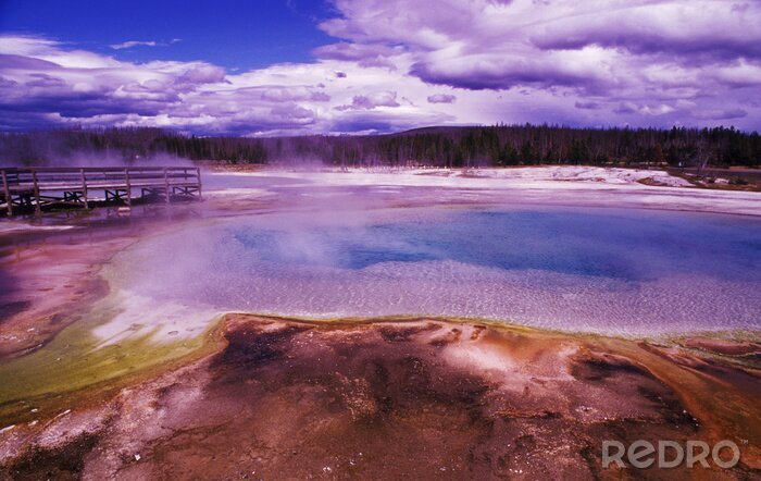 Poster Felder und heißes Wasser