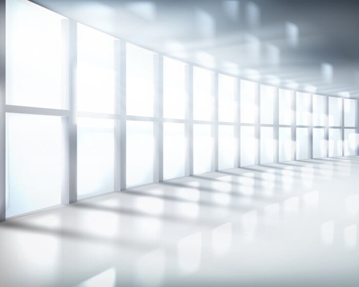 Poster Fenster an der Wand in Form eines Bogens