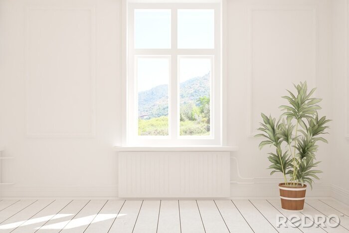 Poster Fenster in einem weißen Raum