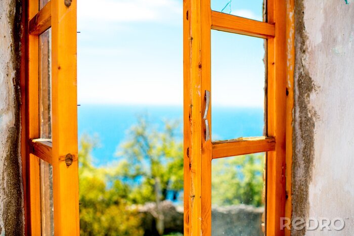 Poster Fenster mit meerblick