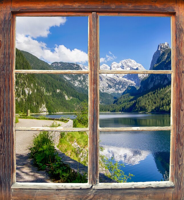 Poster Fensterblick Gosausee