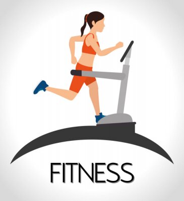 Poster Fitness Frau auf Laufband Grafik