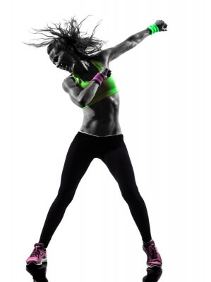 Poster Fitness Frau beim Zumba-Tanzen