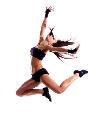 Poster Fitness Frau in schwarzer Sportkleidung