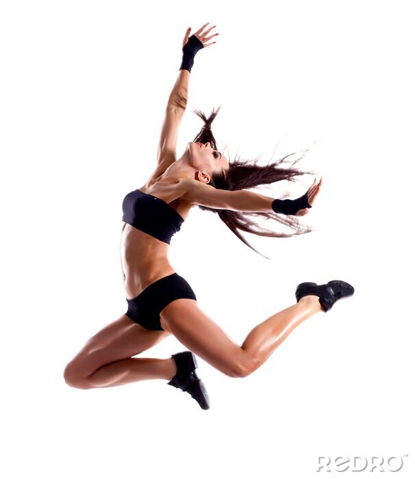 Poster Fitness Frau in schwarzer Sportkleidung