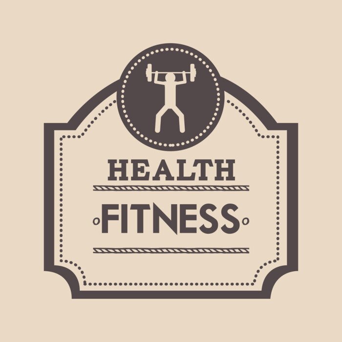 Poster Fitness Grafik, die an ein Etikett erinnert