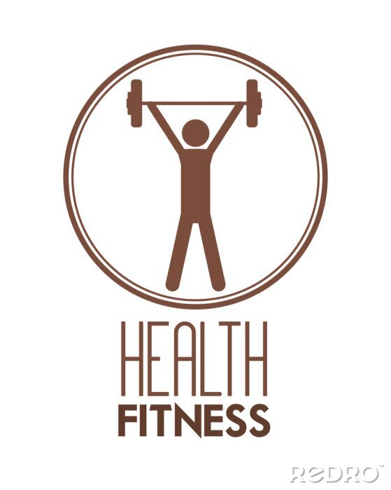 Poster Fitness Grafik mit Figur, die Gewichte hebt