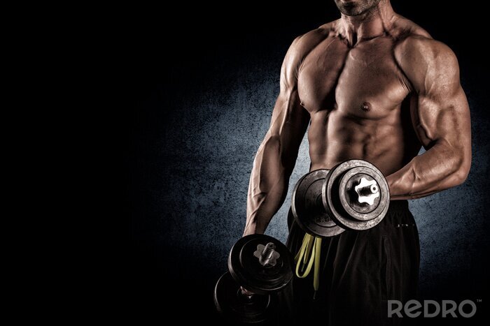 Poster Fitness Mann auf dunklem Hintergrund