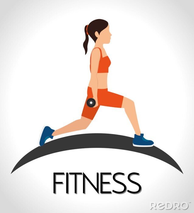 Poster Fitness mit Hanteln Grafik in Farbe