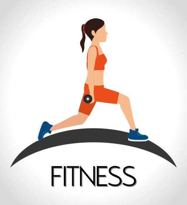 Poster Fitness mit Hanteln Grafik in Farbe