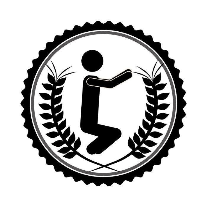 Poster Fitness Rundgrafik einer Figur in der Hocke