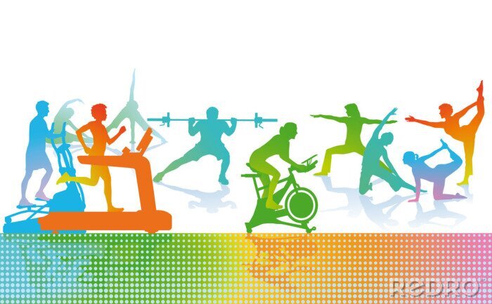 Poster Fitness Sport an Trainingsgeräten