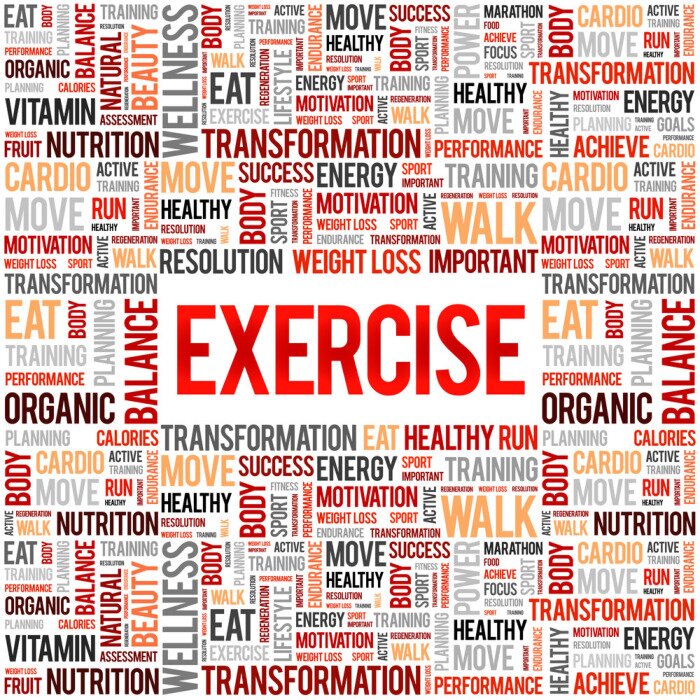 Poster Fitness und bunte Sportbeschriftung