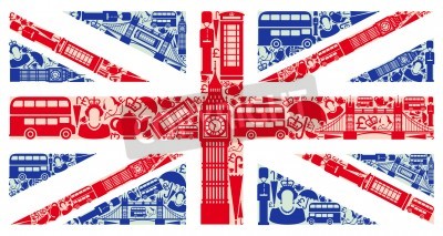 Poster Flagge mit Symbolen von London