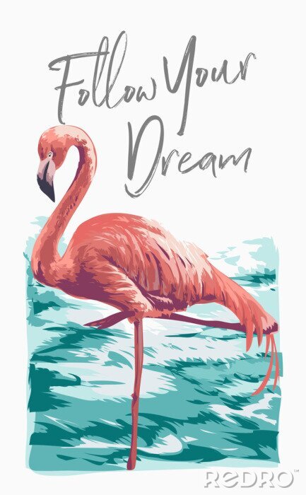Poster Flamingo auf Hintergrund vom Wasser