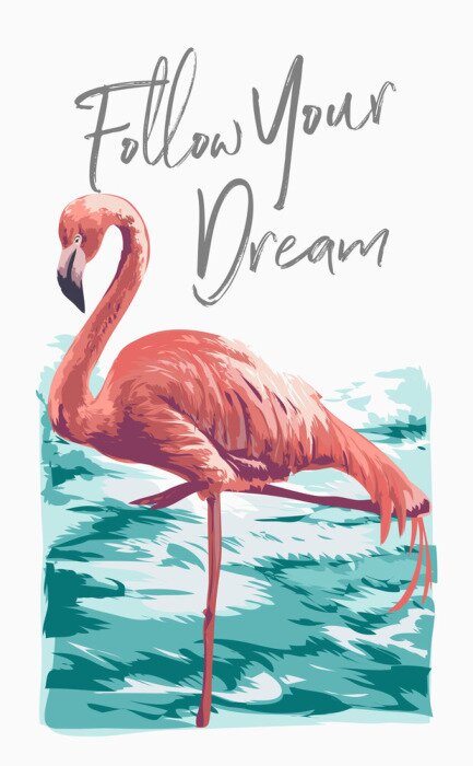 Poster Flamingo auf Hintergrund vom Wasser
