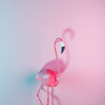 Poster Flamingo auf Neon-Hintergrund