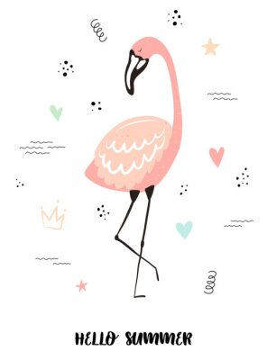 Sticker Flamingo Herz pastellfarben