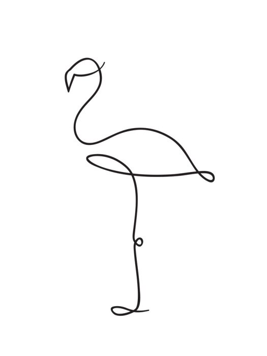 Poster Flamingo Linie Kunst