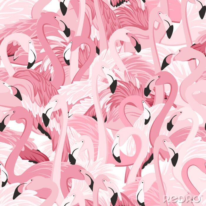 Poster Flamingos auf grafischem Muster