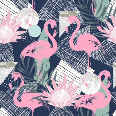 Flamingos und Blumenmotiv