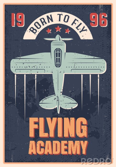 Poster Fliegen-Akademie Retro Art-Plakat