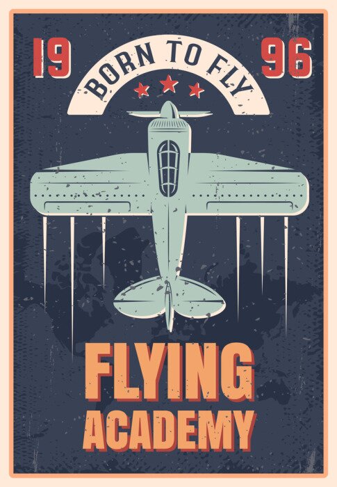 Poster Fliegen-Akademie Retro Art-Plakat