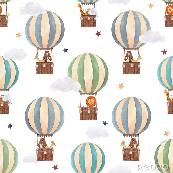 Poster Fliegende Luftballons mit Tieren