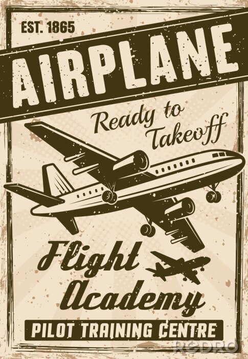 Poster Flight Academy Vektor Vintage Werbung Poster