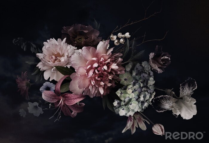 Poster Floral background. Vintage flowers.