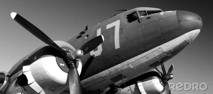 Poster Flugzeug in Schwarz-Weiß