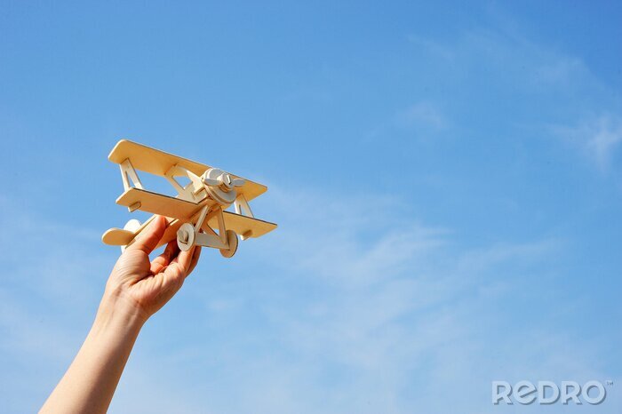 Poster Flugzeug Vintage Holzspielzeug