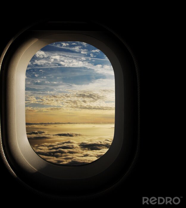 Poster Flugzeugfenster und Wolken