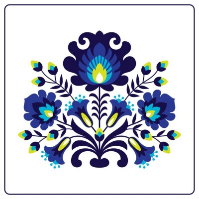 Poster Folk Scherenschnitten - Blumen