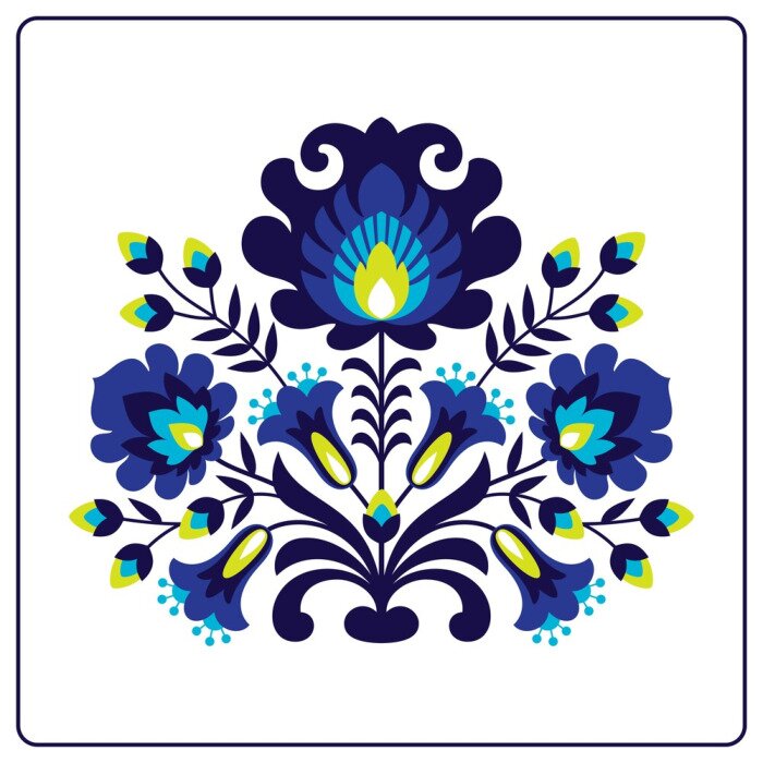 Poster Folk Scherenschnitten - Blumen