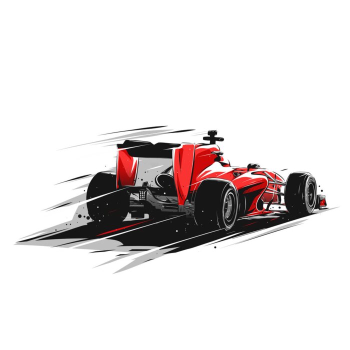 Poster Formel 1 Auto auf weißem Hintergrund