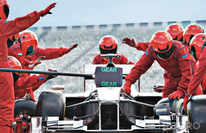 Poster Formel 1 Team bei einem Stopp