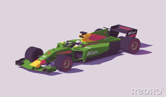 Poster Formel 1 und farbiges Auto