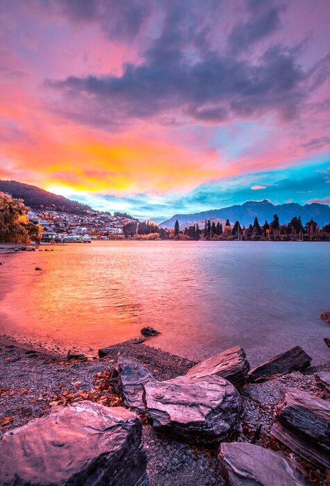 Poster Foto eines Sonnenuntergangs in Queenstown