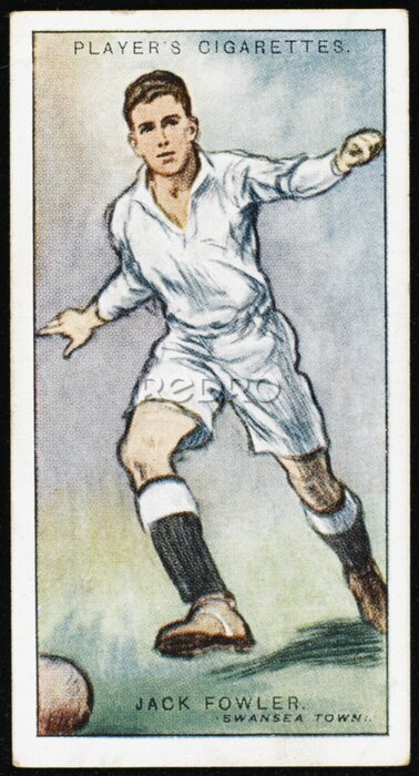 Poster Fowler-Zeichnung eines Retro-Fußballspielers