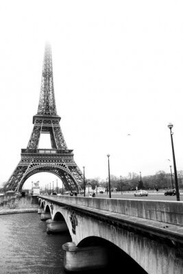 Poster Französische Brücke und Eiffelturm
